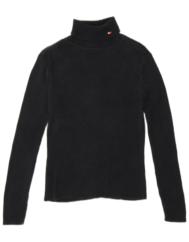 Suéter feminino TOMMY HILFIGER com gola redonda Reino Unido 8 pequeno algodão preto