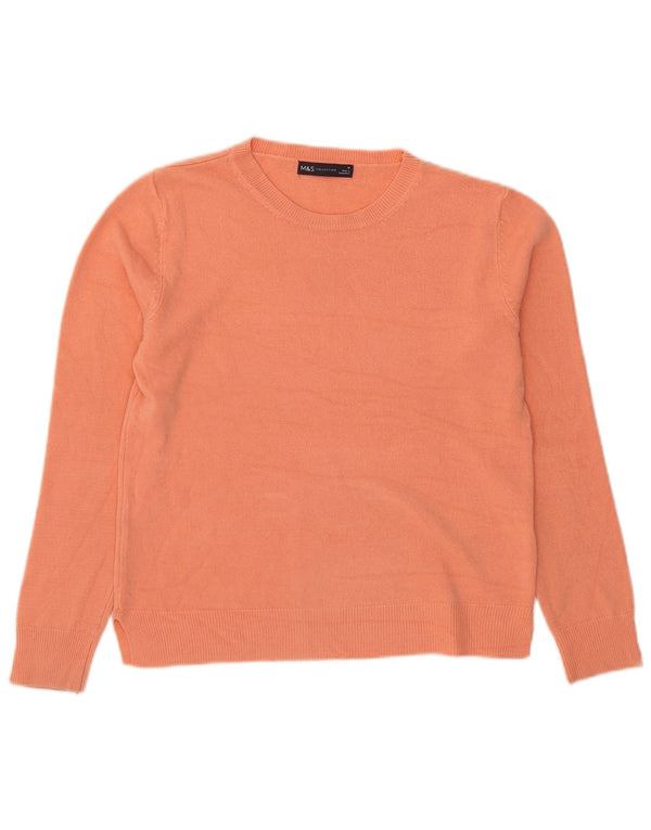 Suéter feminino com gola canoa Marks & Spencer Reino Unido 10 pequeno acrílico laranja