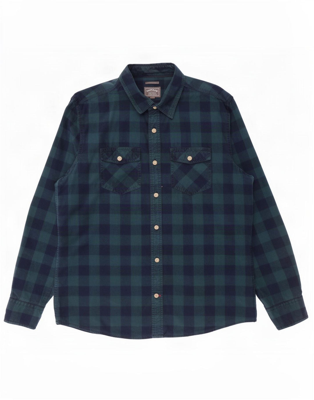 Fat Face Mens Classic Fit Camisa Grande Algodão Gingham Azul Marinho
