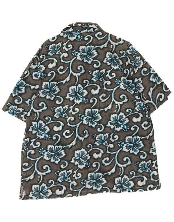 Camisa masculina Rip Curl manga curta grande cinza floral algodão havaiano