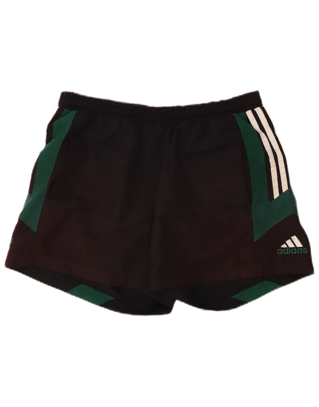 Shorts esportivos masculinos Adidas médio preto colorblock poliéster