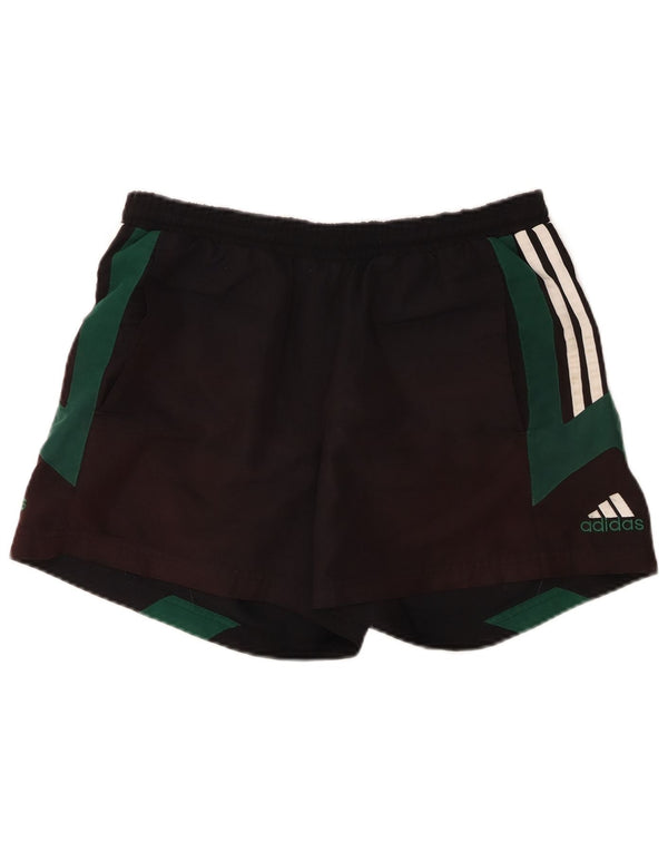 Shorts esportivos masculinos Adidas médio preto colorblock poliéster