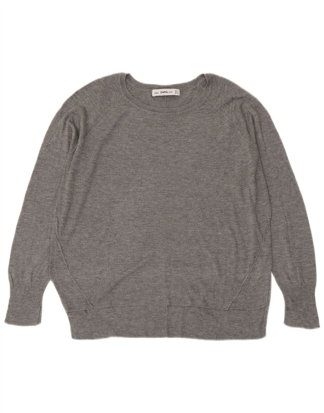 Suéter feminino Zara com gola canoa UK 14 cinza médio