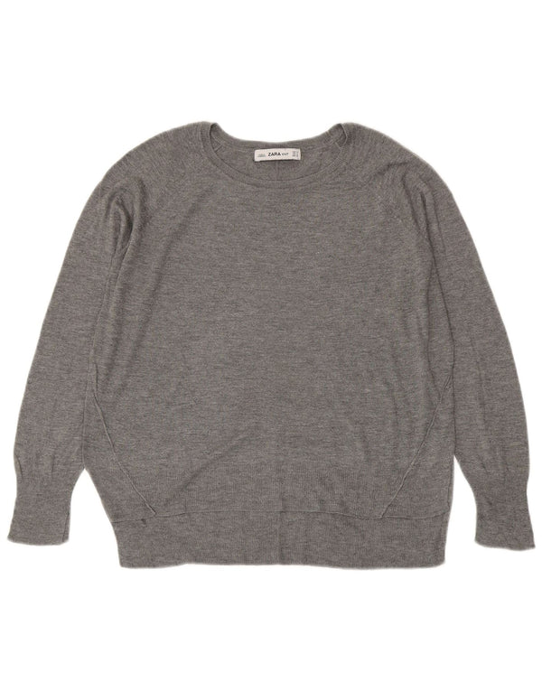Suéter feminino Zara com gola canoa UK 14 cinza médio