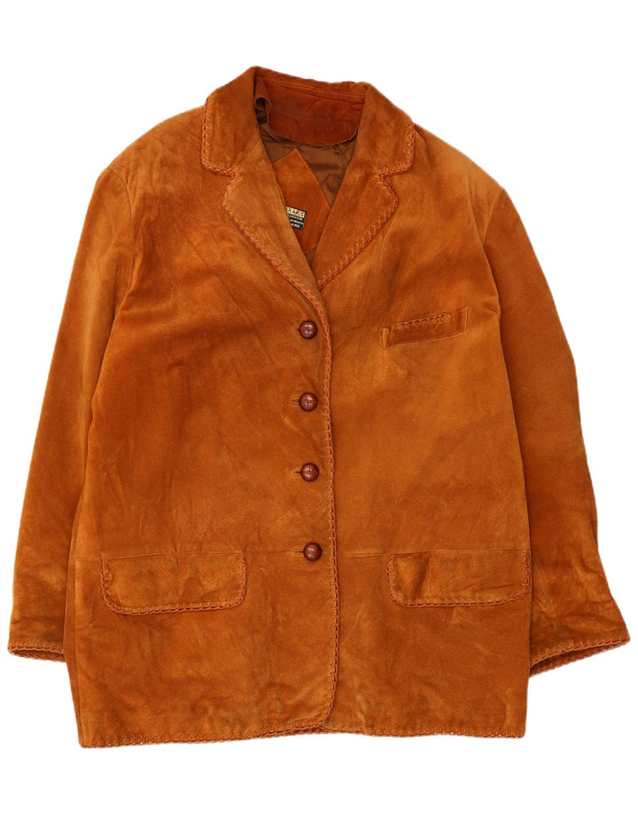 Sobretudo de camurça vintage feminino EU 44 XL couro bege