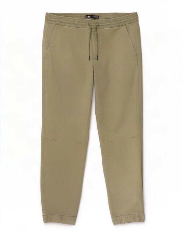 Zara Mens Joggers Calça Casual Grande W32 L27 Algodão Cáqui