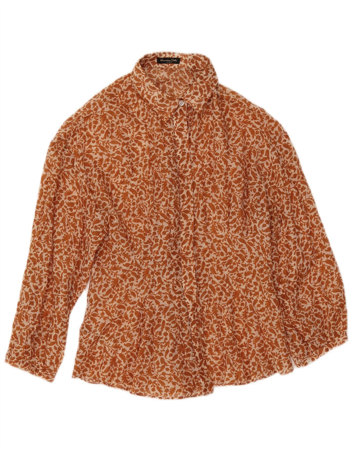 Blusa feminina Massimo Dutti manga 3/4 UE 38 pequena bege floral