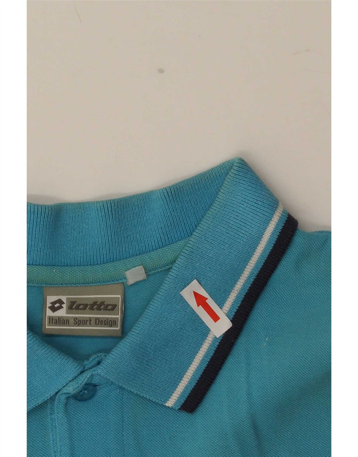 Camisa polo masculina Lotto de algodão listrado azul médio