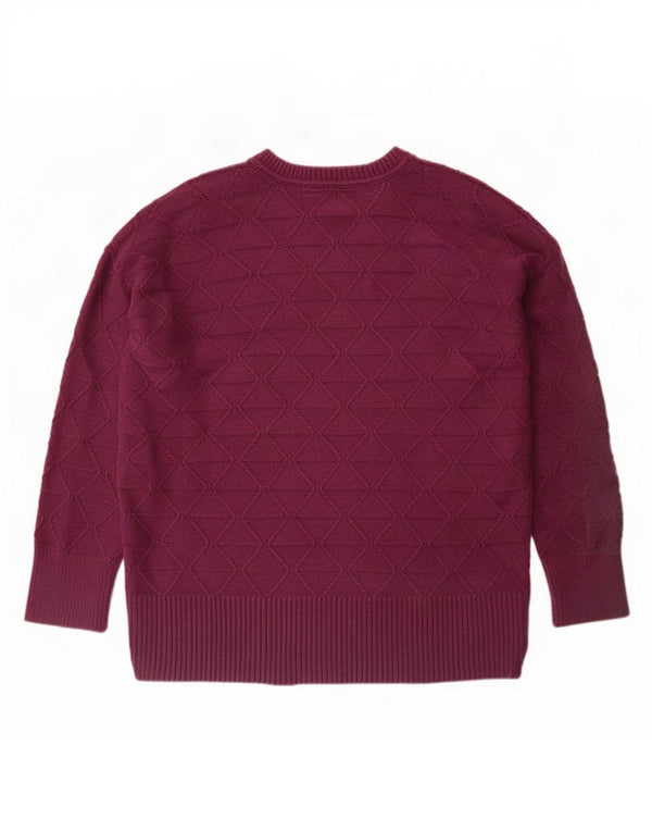 Suéter feminino Fat Face com gola redonda Reino Unido 12 algodão roxo médio