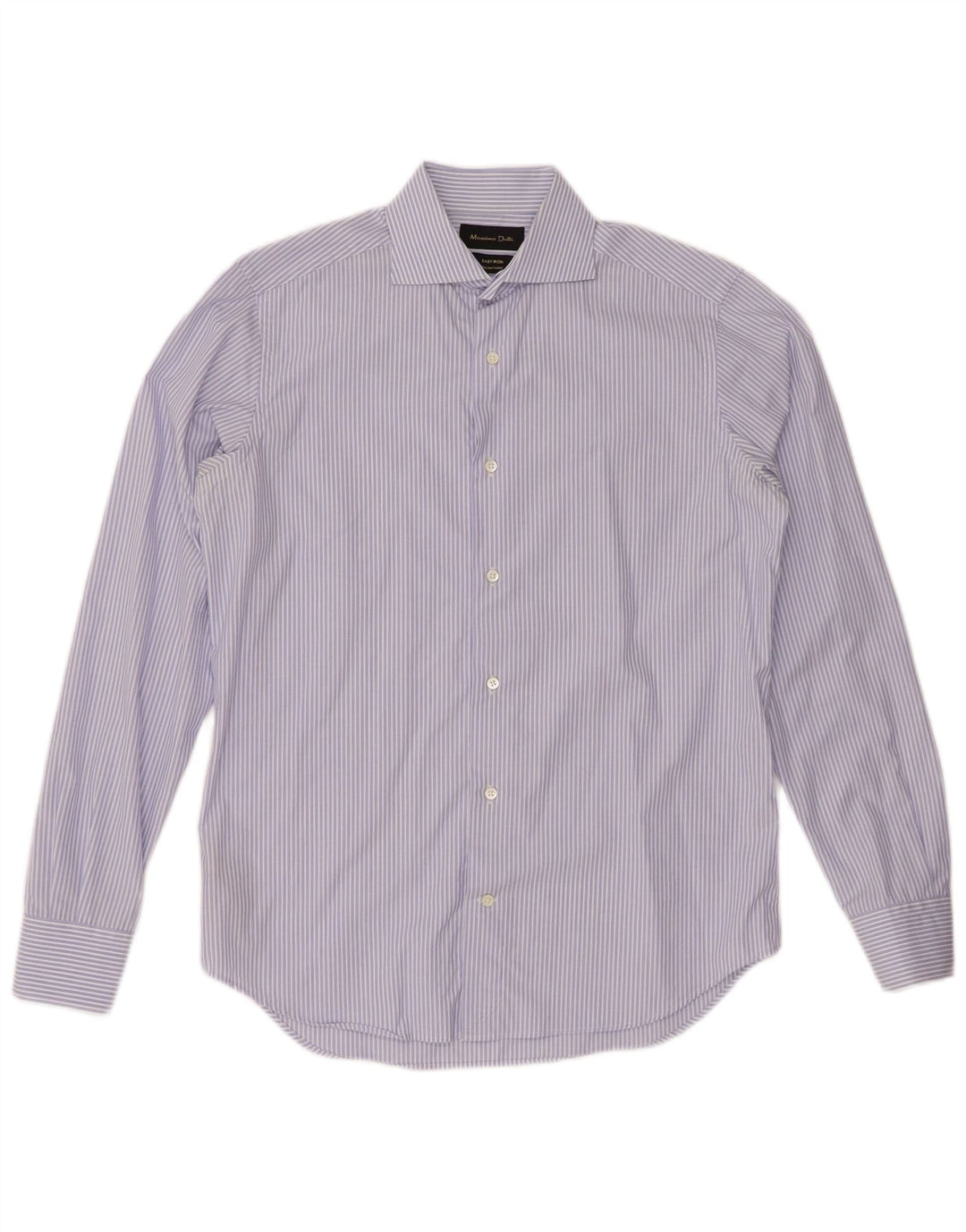 Camisa masculina MASSIMO DUTTI tamanho 15 38 algodão listrado azul médio