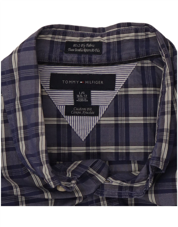 Camisa masculina TOMMY HILFIGER custom fit tamanho 16 1/2 grande xadrez azul