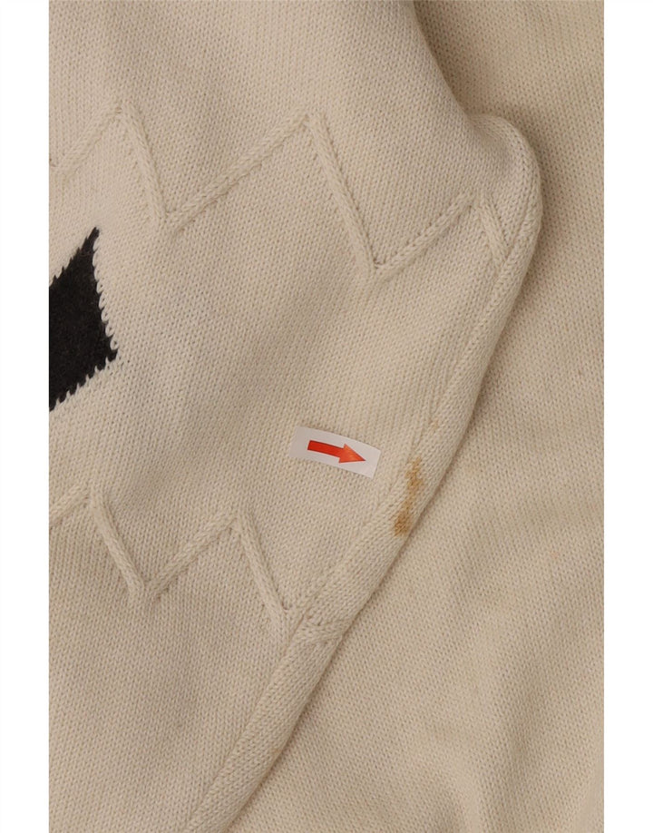 Il Granchio Suéter masculino com decote em V grande branco Argyle/Diamante