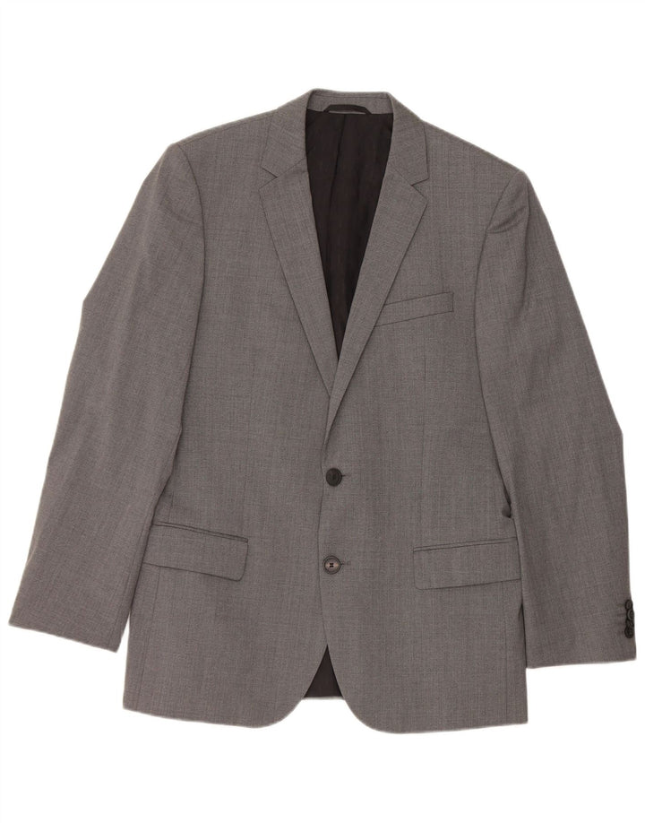 Jaqueta Blazer Masculina Hugo Boss com 2 Botões EU 48 Lã Virgem Cinza Médio