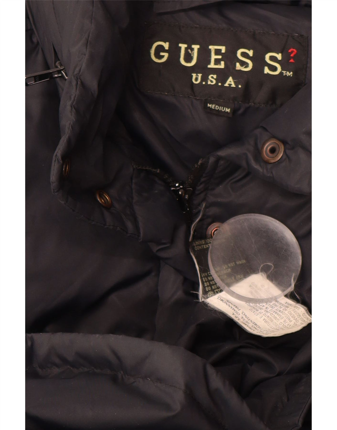 Casaco acolchoado feminino GUESS UK 14 médio preto nylon