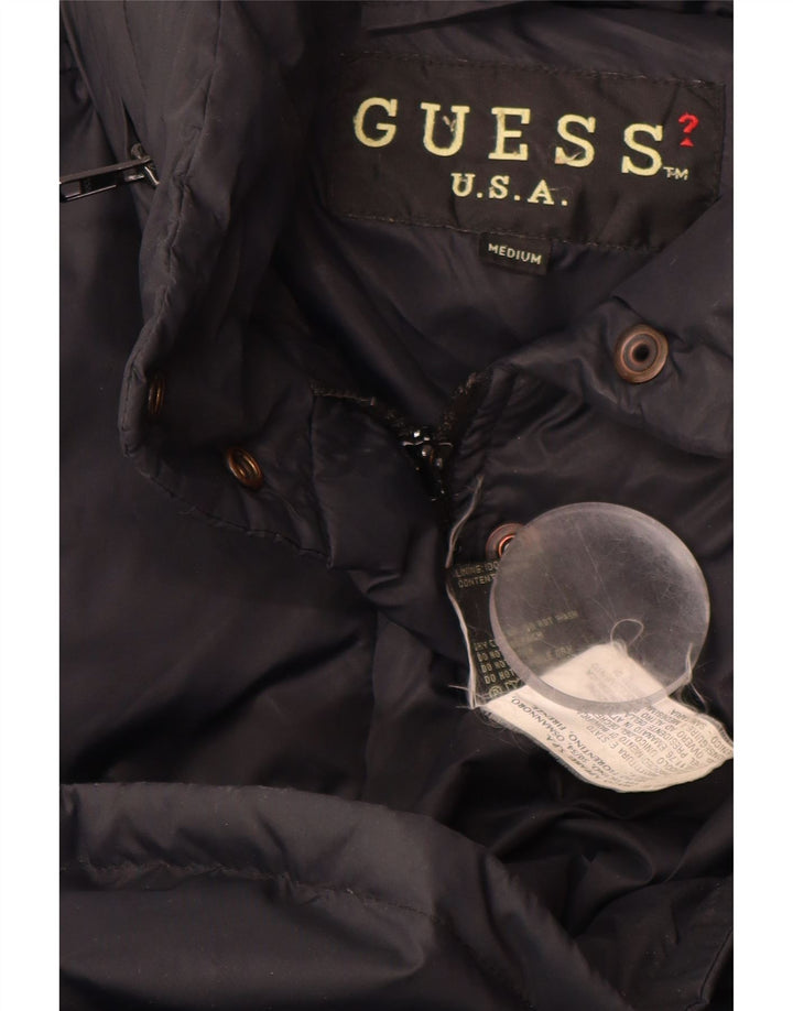 Casaco acolchoado feminino GUESS UK 14 médio preto nylon