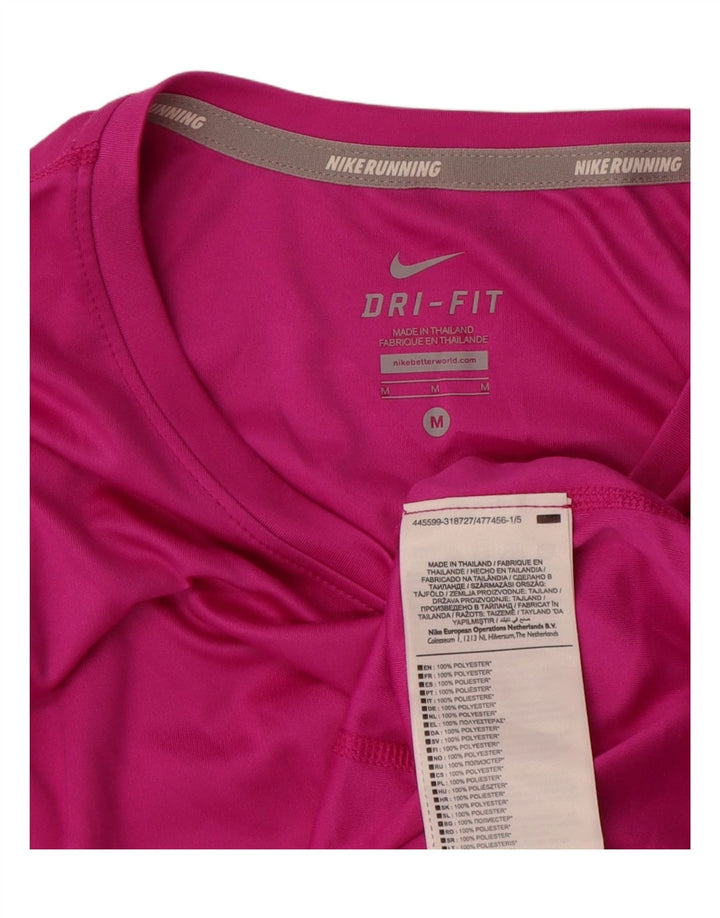 Nike Womens Dri Fit Top Manga Longa UK 14 Médio Rosa Poliéster