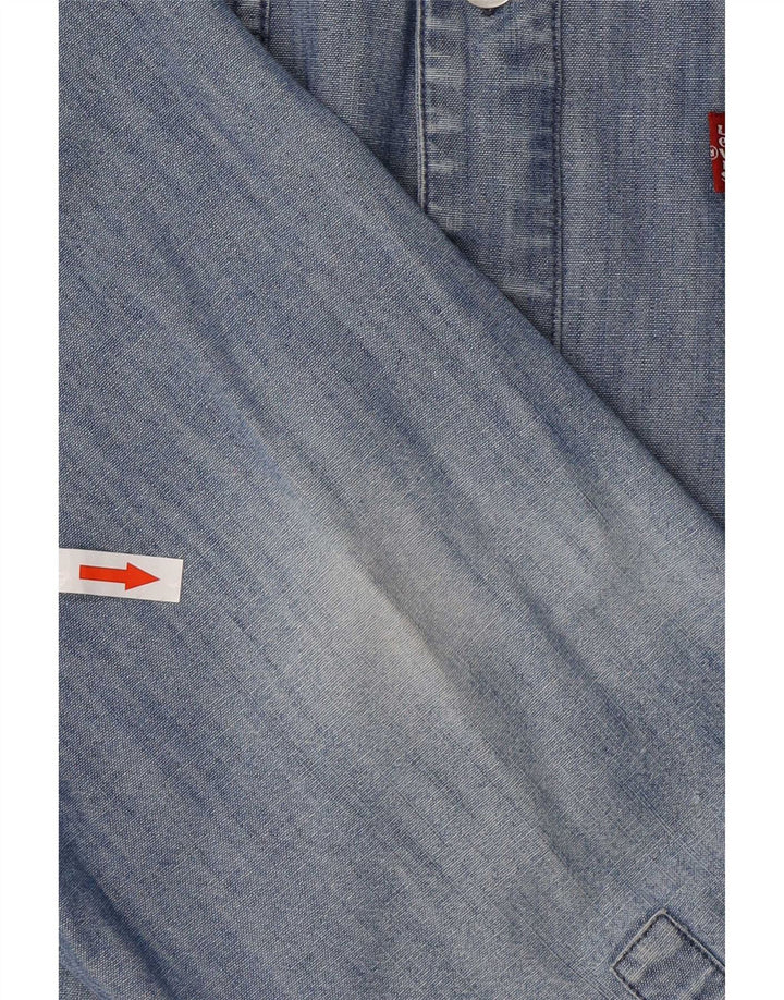 Levi's Camisa jeans masculina grande azul