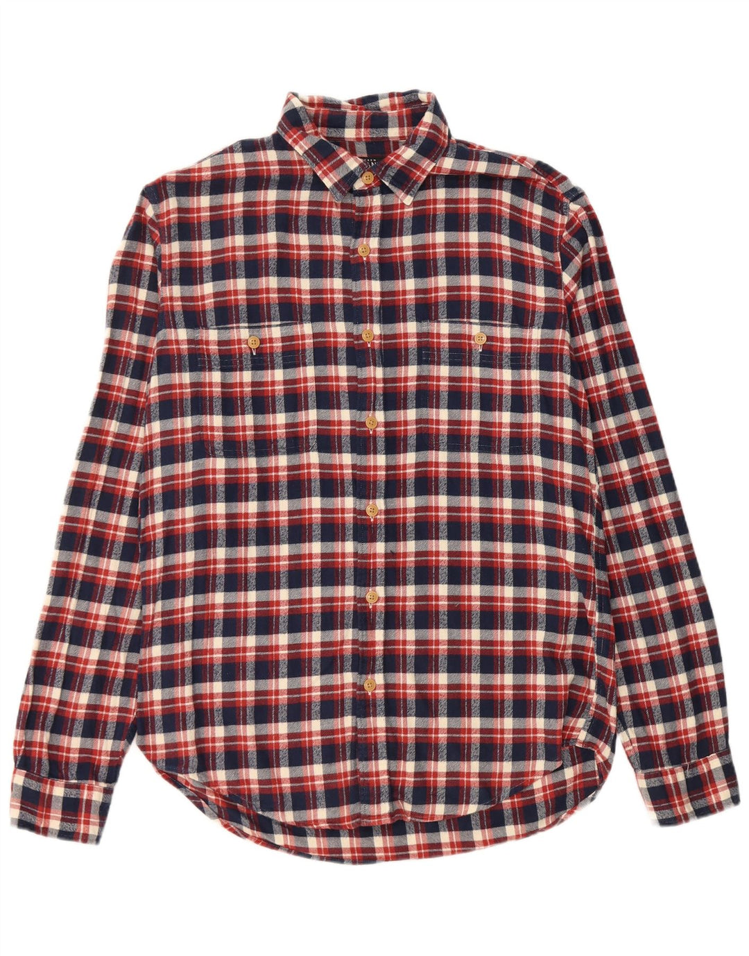 Camisa masculina de flanela mercantil J. Crew algodão xadrez azul marinho médio