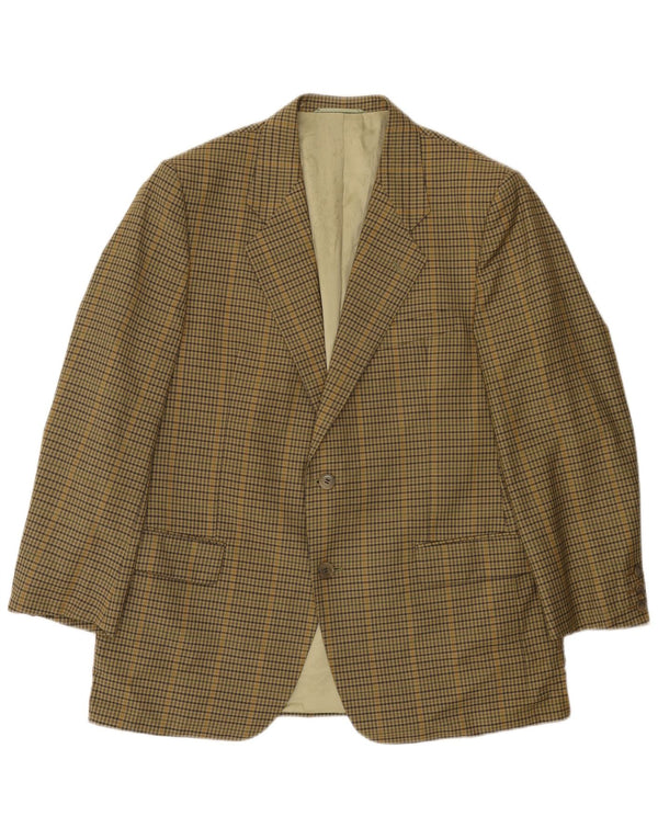 Jaqueta blazer masculina vintage com 2 botões Reino Unido 38 xadrez cáqui médio