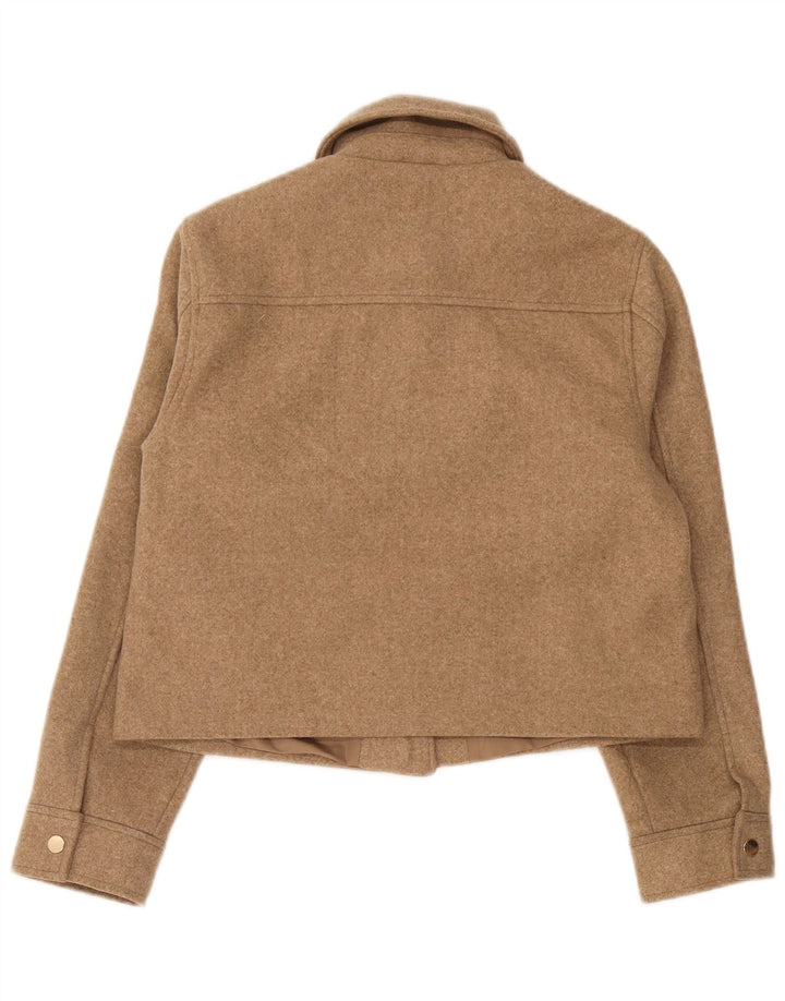 Jaqueta Bomber Feminina Zara UK 10 Pequeno Poliéster Marrom