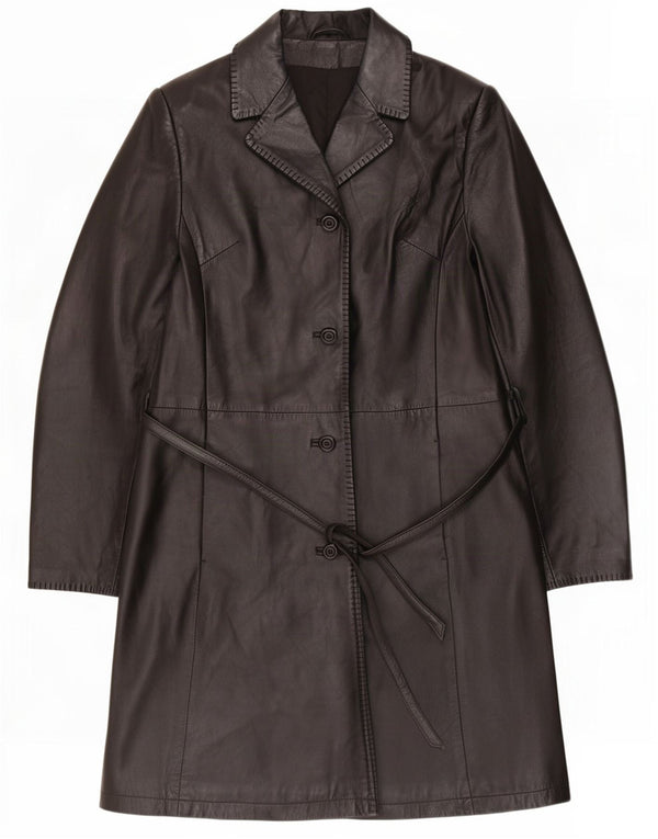 Casaco de couro feminino vintage IT 50 XL preto