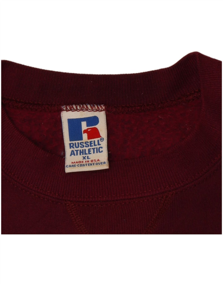 Russell Athletic Mens Moletom Jumper XL Algodão Borgonha