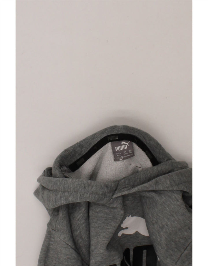 PUMA Boys Graphic Hoodie Jumper 11-12 Years Grey Cotton Vintage Puma and Second-Hand Puma from Messina Hembry 