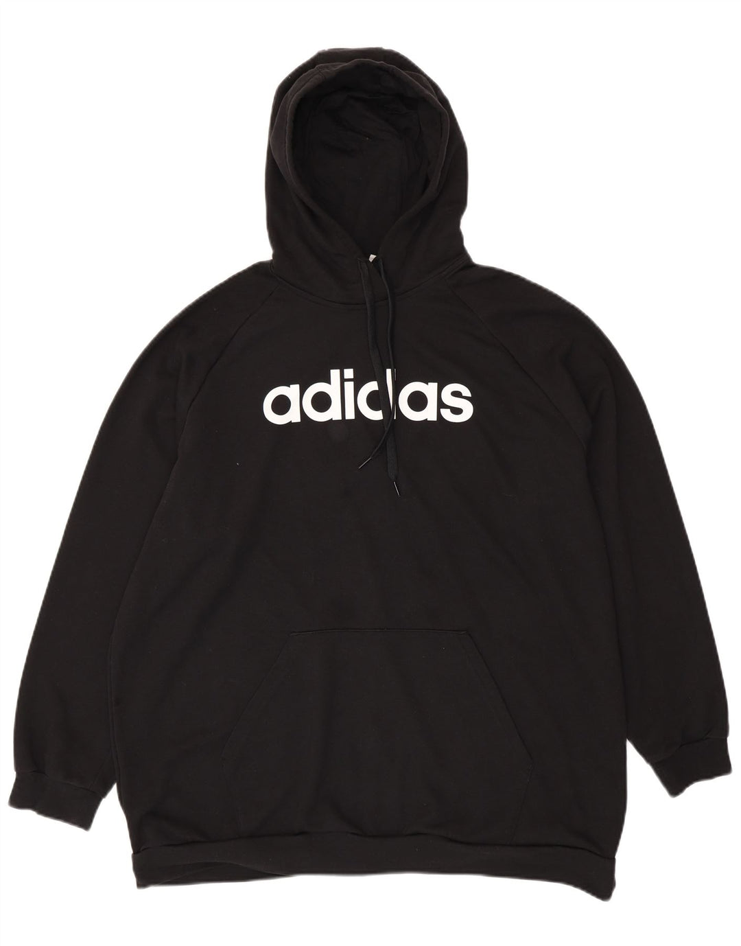 ADIDAS Womens Graphic Hoodie Jumper UK 24/26 2XL Algodão Preto