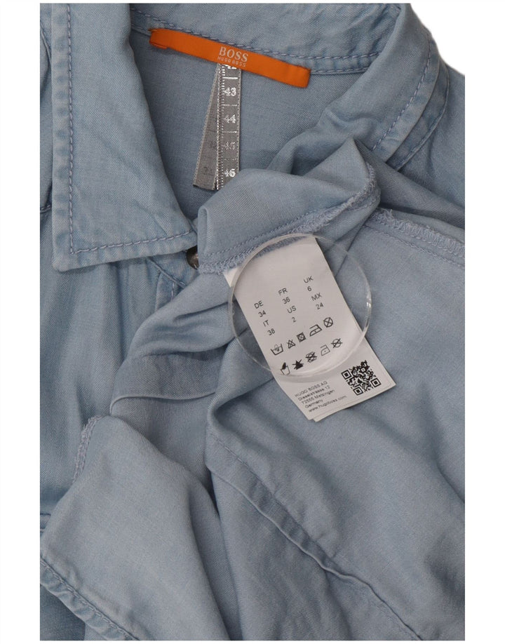 Hugo Boss Camisa Oversized Feminina Reino Unido 6 XS Azul Lyocell