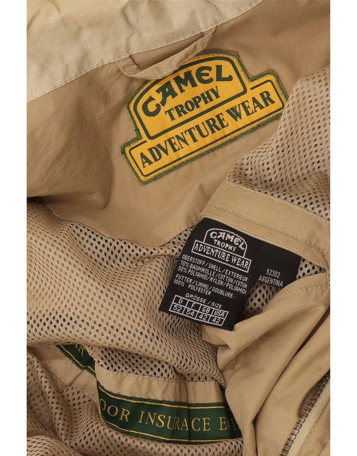 Jaqueta utilitária masculina Camel com capuz UK 42 XL algodão bege