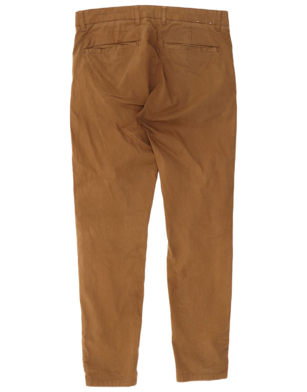 Zara Mens Slim Chino Calças EU 42 Grande W32 L30 Algodão Marrom