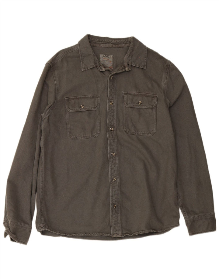 Camisa masculina Fat Face grande algodão cinza