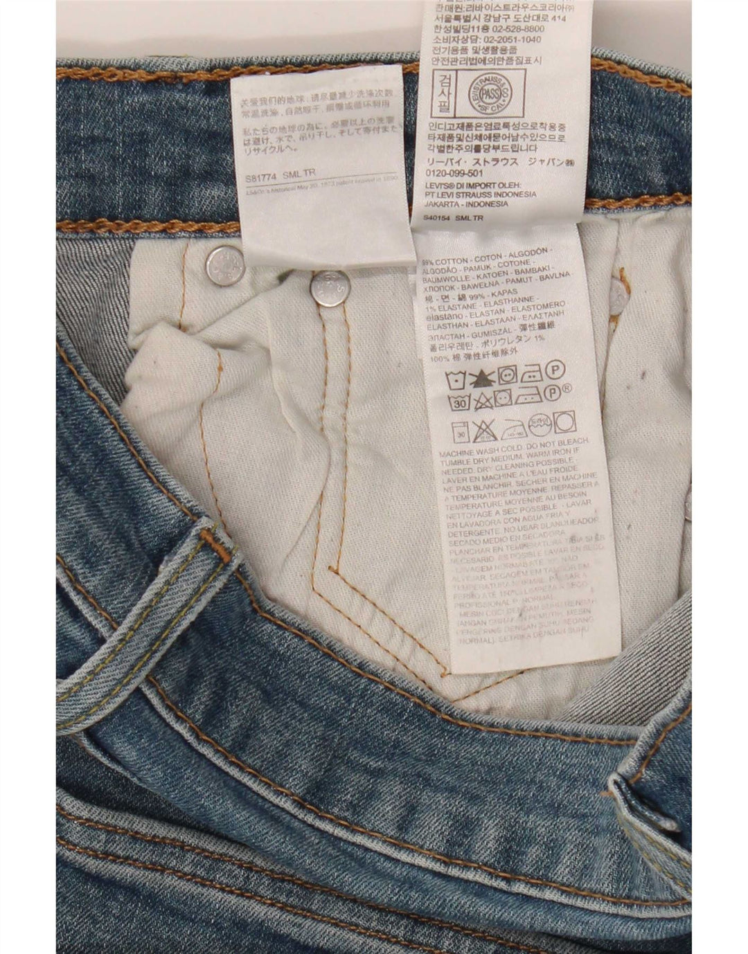 Calça jeans feminina Levi's 512 Slim Tapered W30 L31 azul algodão