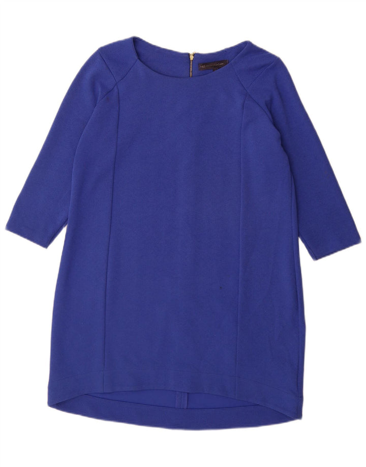 Vestido feminino Marks & Spencer Petite manga 3/4 Reino Unido 12 azul médio