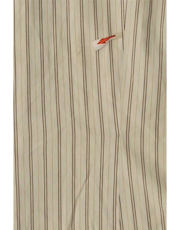 Camisa feminina Marks & Spencer UK 16 grande algodão listrado branco
