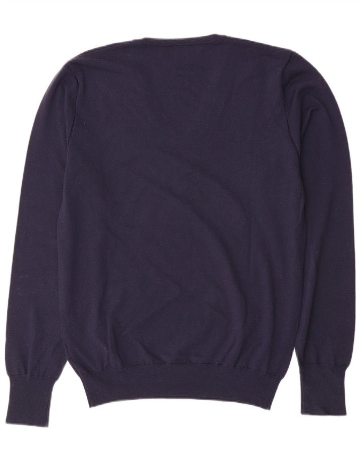 LIU JO Suéter feminino com decote em V Reino Unido 18 XL lã azul marinho