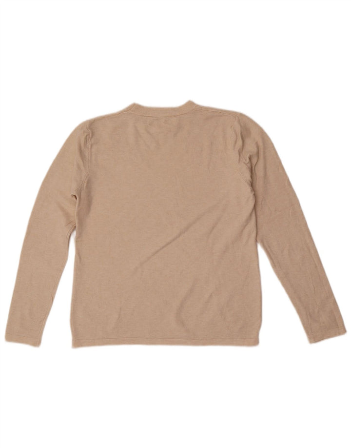 Zara Suéter feminino com gola redonda e gola redonda UK 10 pequeno off white