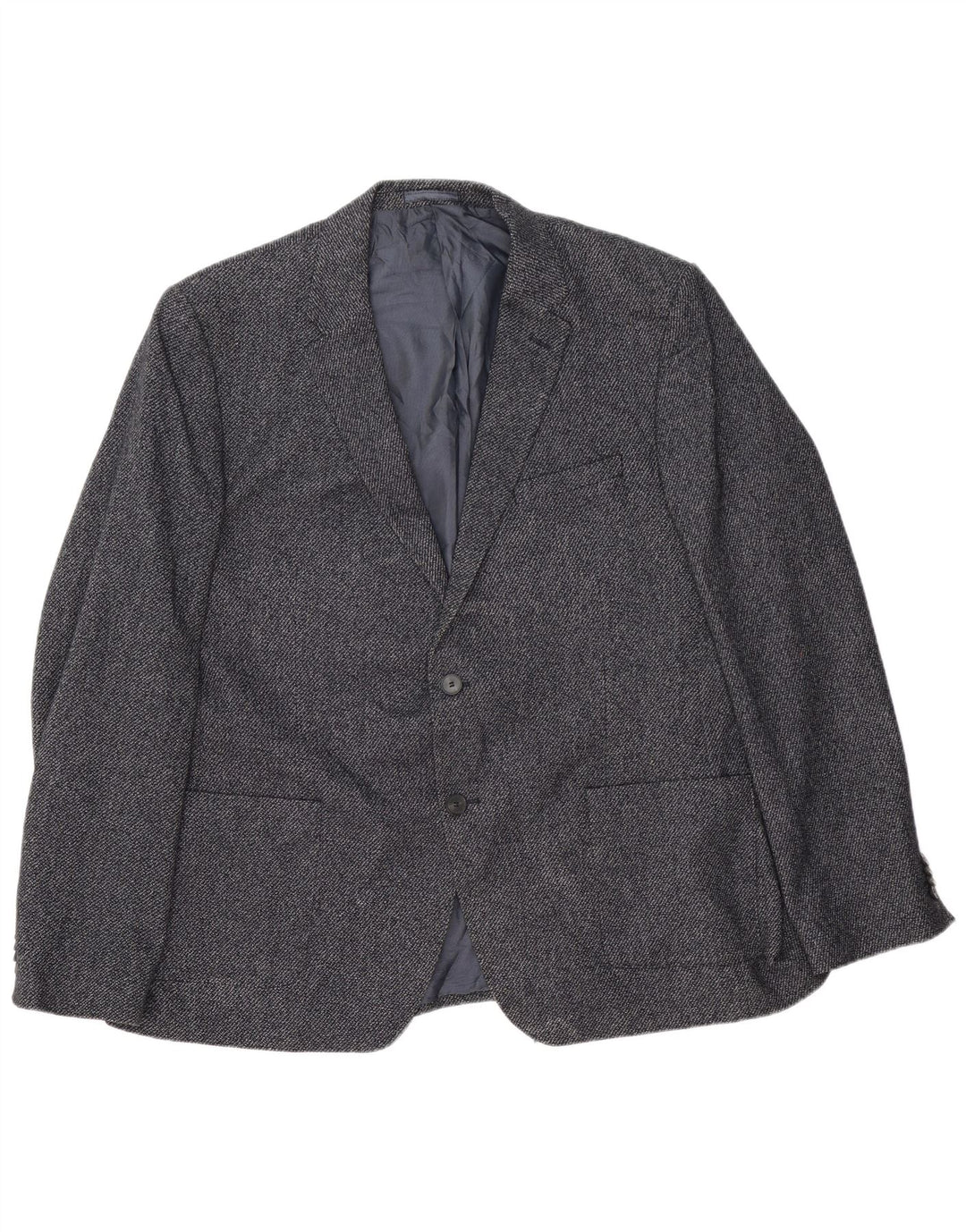 Jaqueta blazer masculina de 2 botões Marks & Spencer Reino Unido 46 XL lã azul marinho