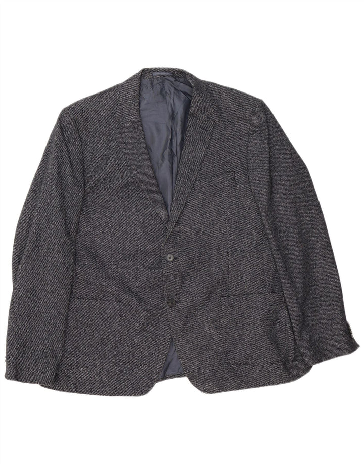 Jaqueta blazer masculina de 2 botões Marks & Spencer Reino Unido 46 XL lã azul marinho