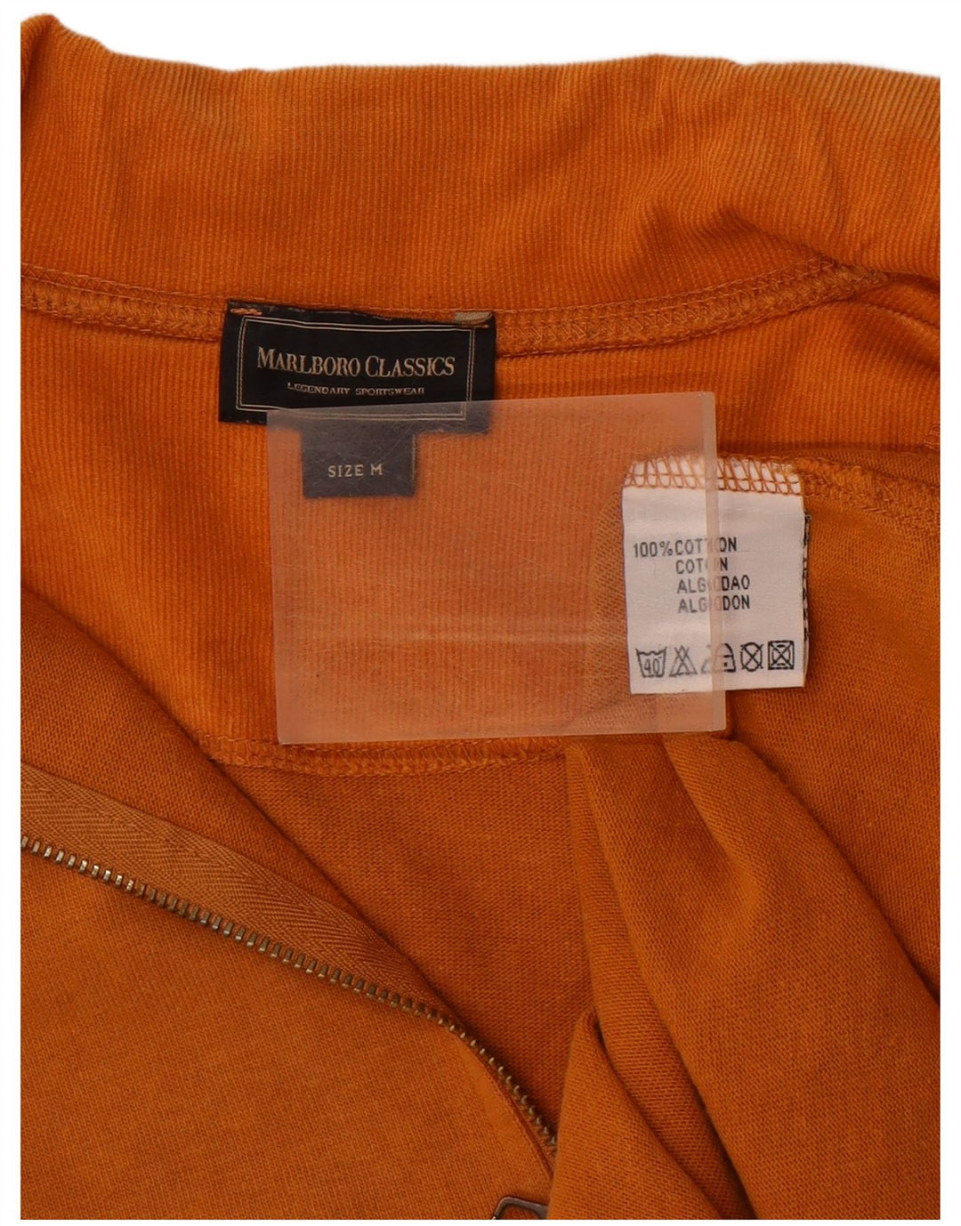 MARLBORO CLASSICS Moletom masculino com zíper e gola alta algodão laranja médio