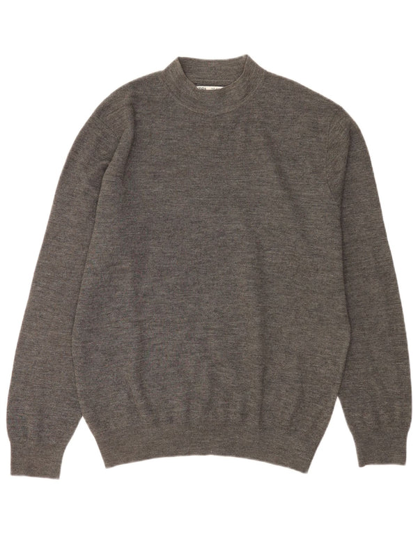 Suéter masculino Zara com gola tartaruga e acrílico cinza médio