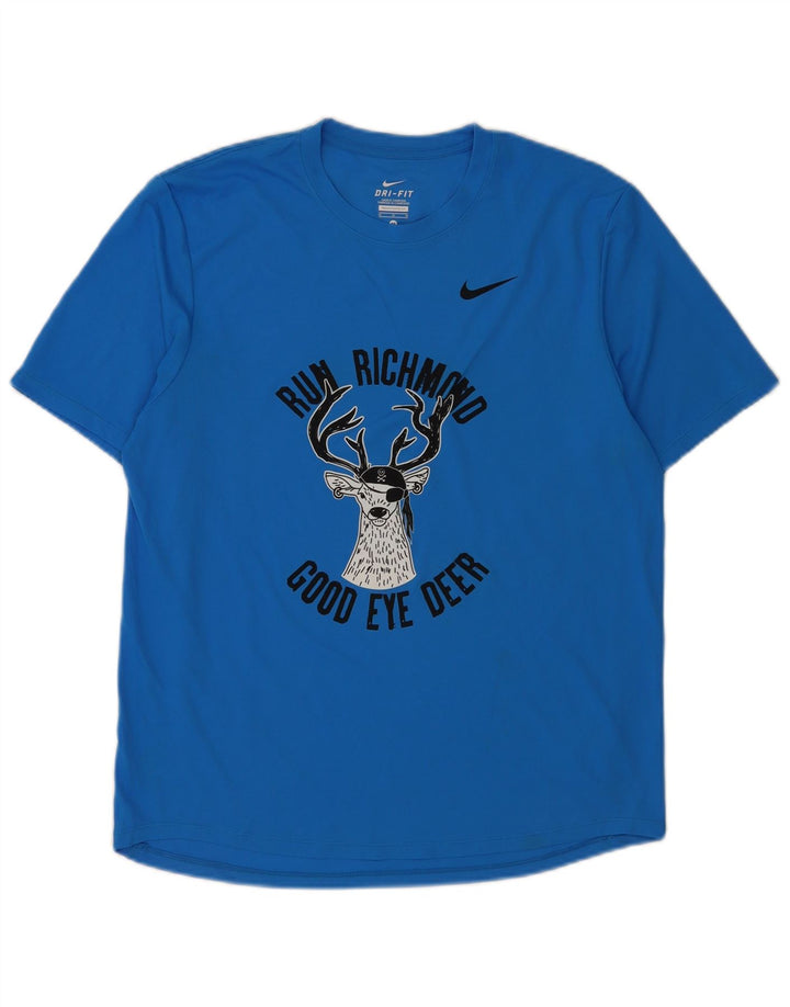Camiseta Nike Masculina Dri Fit Graphic Top Médio Azul Poliéster