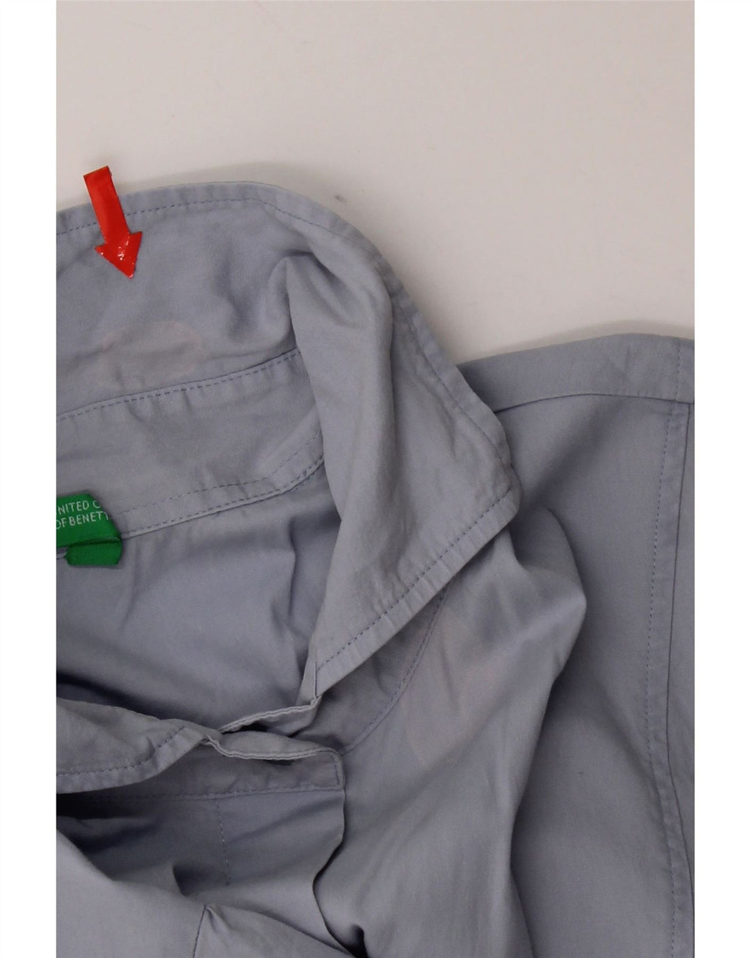 Camisa feminina de manga curta Benetton UK 12 azul médio