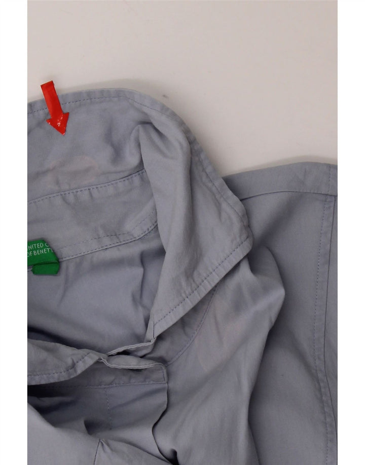 Camisa feminina de manga curta Benetton UK 12 azul médio