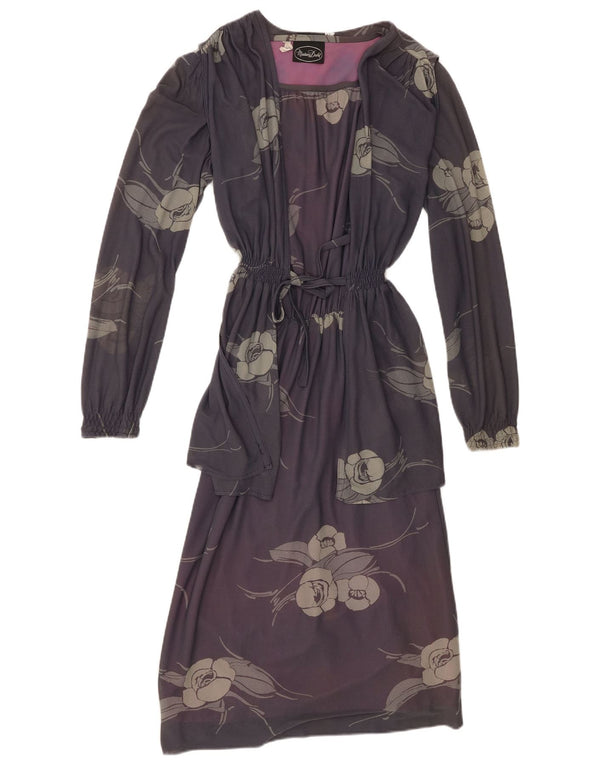 Vestido maxi feminino vintage de manga comprida UE 40 médio roxo floral