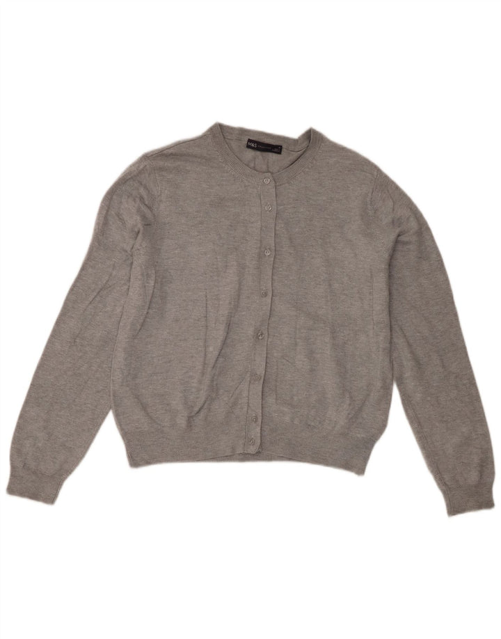 Suéter cardigã feminino Marks & Spencer UK 16 grande viscose cinza