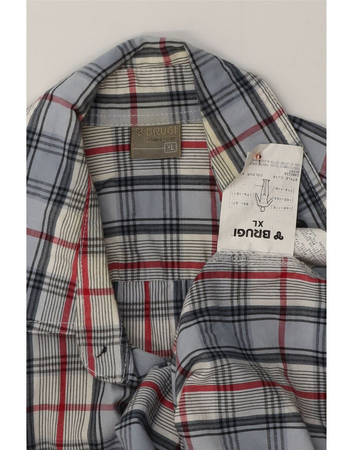 Camisa masculina de manga curta BRUGI XL azul algodão guingão