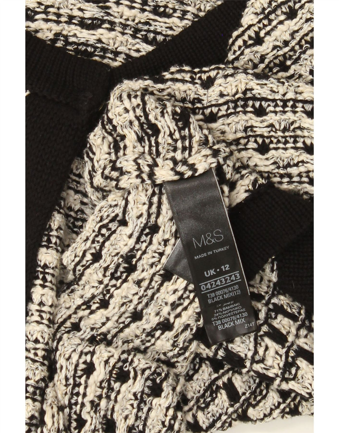 Suéter cardigã feminino Marks & Spencer Reino Unido 12 algodão xadrez preto médio