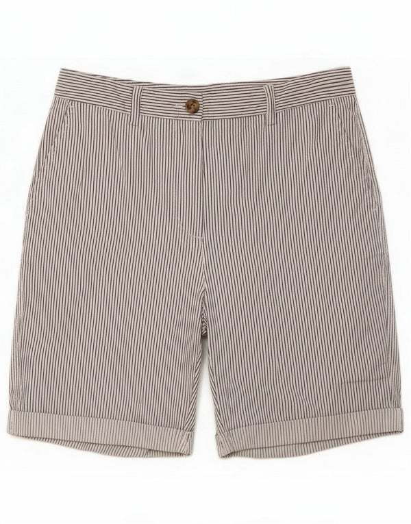Marks & Spencer Womens Chino Shorts UK 10 Pequeno W30 Algodão risca de giz branco