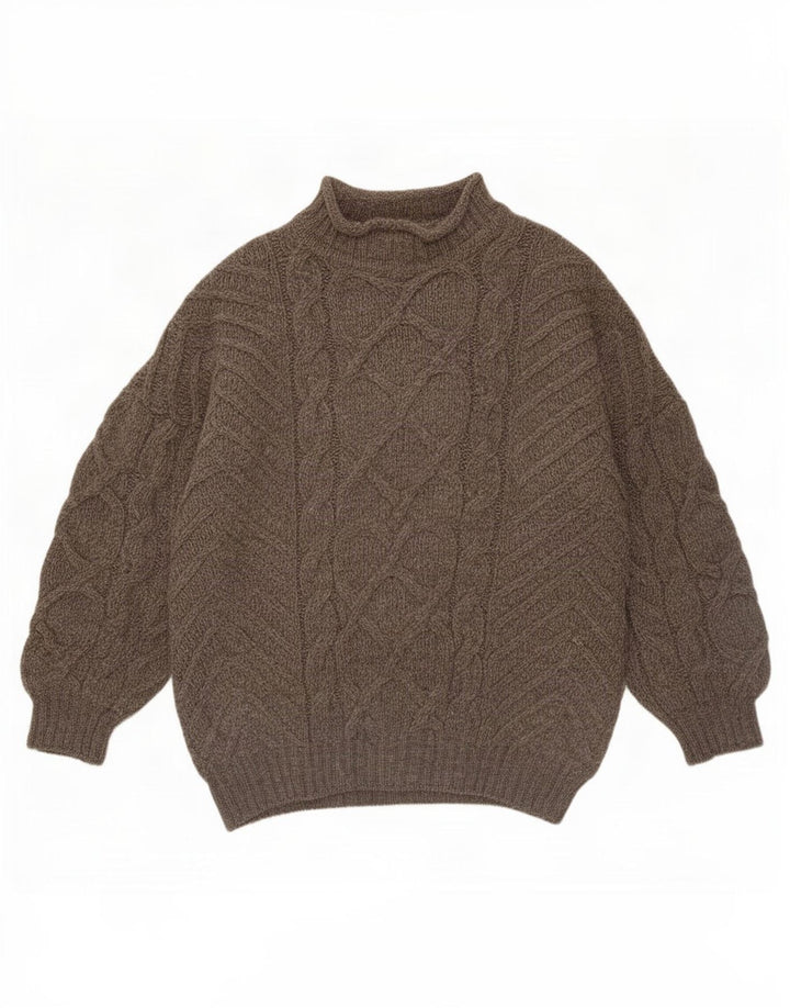Suéter vintage masculino com gola tartaruga XL marrom